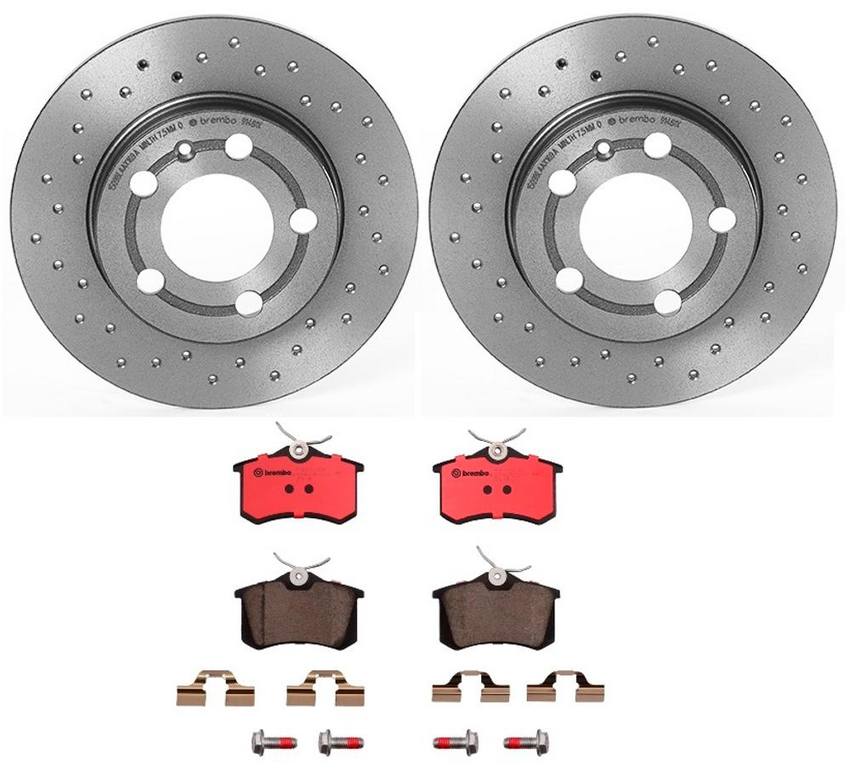 Audi Brembo Brake Kit - Pads and Rotors Rear (239mm) (Xtra) (Ceramic) 8E0698451L - Brembo 2595488KIT